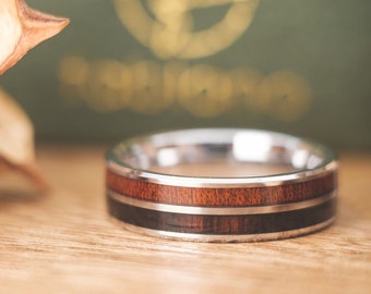 Bague en bois pour hommes et femmes, bague en bois argent avec boîte à bagues fablano - alliances en bois - bague de fiançailles en bois - bagues de bijoux en bois pour femmes - bagues pour hommes