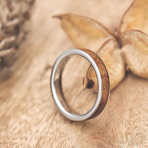 Bague en bois pour hommes et femmes, bague en bois argent avec boîte à bagues fablano alliances en bois bague de fiançailles en bois bagues de bijoux en bois pour femmes bagues pour hommes image 1