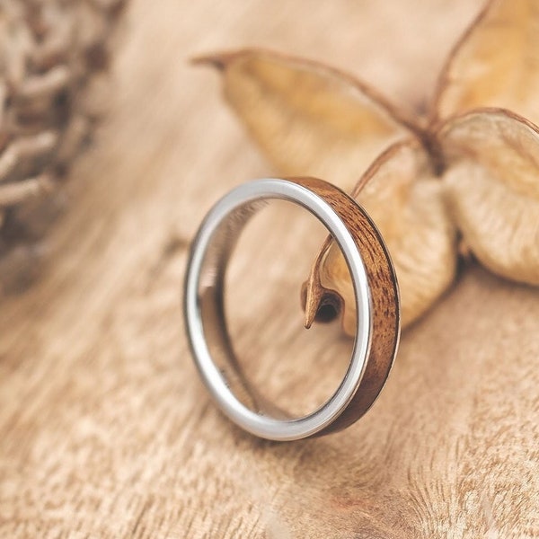 Bague en bois pour hommes et femmes, bague en bois argent avec boîte à bagues fablano - alliances en bois - bague de fiançailles en bois - bagues de bijoux en bois pour femmes - bagues pour hommes