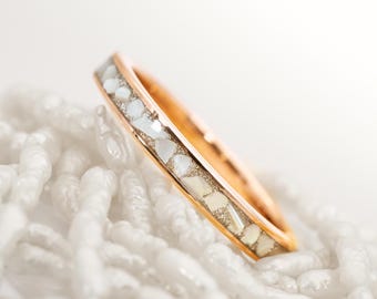 Avelia Rose Gold Ring 3 mm • Women's Ring Engagement Ring • Elegant & Waterproof • Unique Mother-of-Pearl Inlay • Handmade • Unique Jewelry