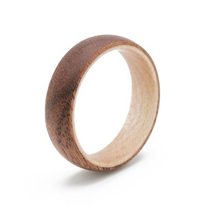 Wooden jewelry for women and men - 6 mm ring made of real wood - Koa maple wood jewelry ring - wooden ring gift idea - fablano