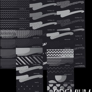 May include: A dark grey graphic showcasing diverse textile patterns, such as polka dots, chevrons, and diamonds. The image also includes the text "PREMIUM VERSION".