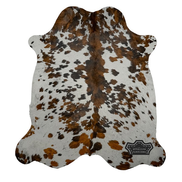 100% Genuine Leather Cowhide Rug in Original Tricolor | Extra Large 6' x 8'|  Best Price Guaranteed.