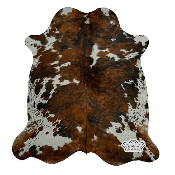 100% Genuine Cowhide Rug Leather  in Medium Tricolor |Medium 5 x 7'| Best Price Guaranteed.