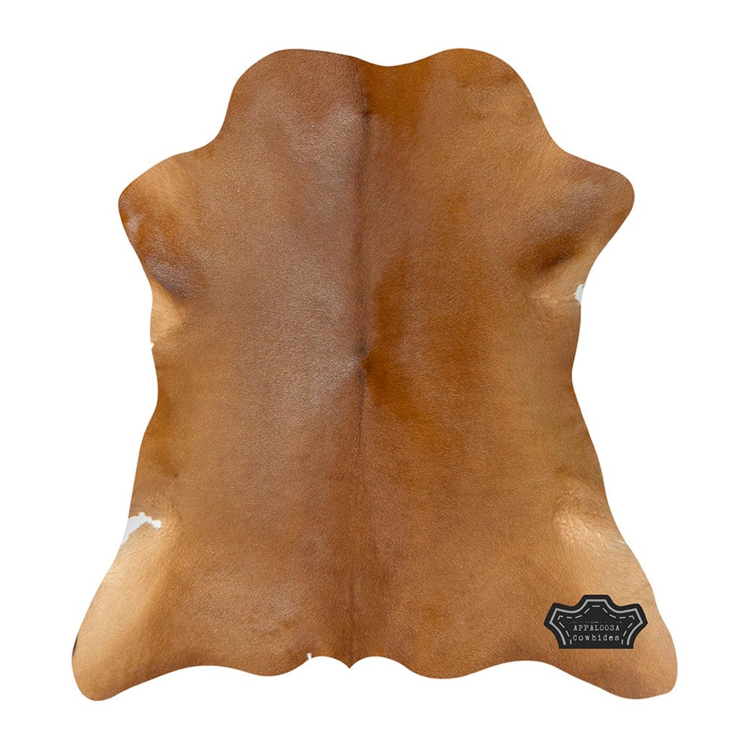 100 Genuine Leather Cowhide Rug in Natural Caramel Brown Calf Hide 3
