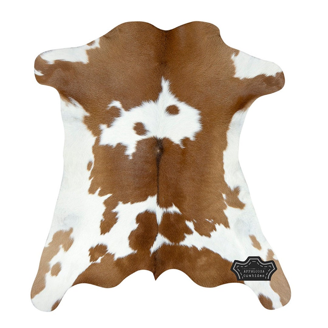 100 Genuine Leather Cowhide Rug in Natural Brown & White Calf Hide 3
