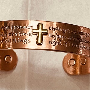 Magnetic Copper Bracelet with Serenity Prayer