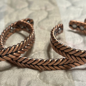 Unisex Braided Rose Copper Bracelet with 6 Magnets