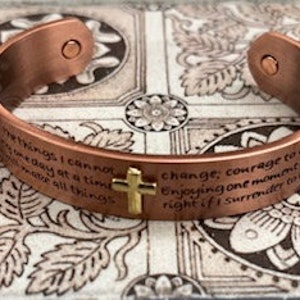 Copper Bracelet with Serenity Prayer Unisex