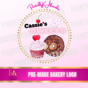 Bakery logo, Baking business logo, Pre-made logo design, Sweets logo, Dessert logo,  Donut logo, cupcake logo