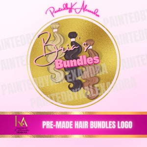 Hair Extensions Logo, Bundles Logo, Hair Logo, Hair Stylist Logo, Pre-made Logo