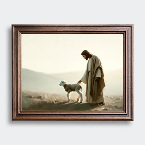 Our Divine Shepherd - Digital Download - Jesus Leaves the 99, Jesus Bible Art Printable, Christian Wall Art, Matthew 18:12