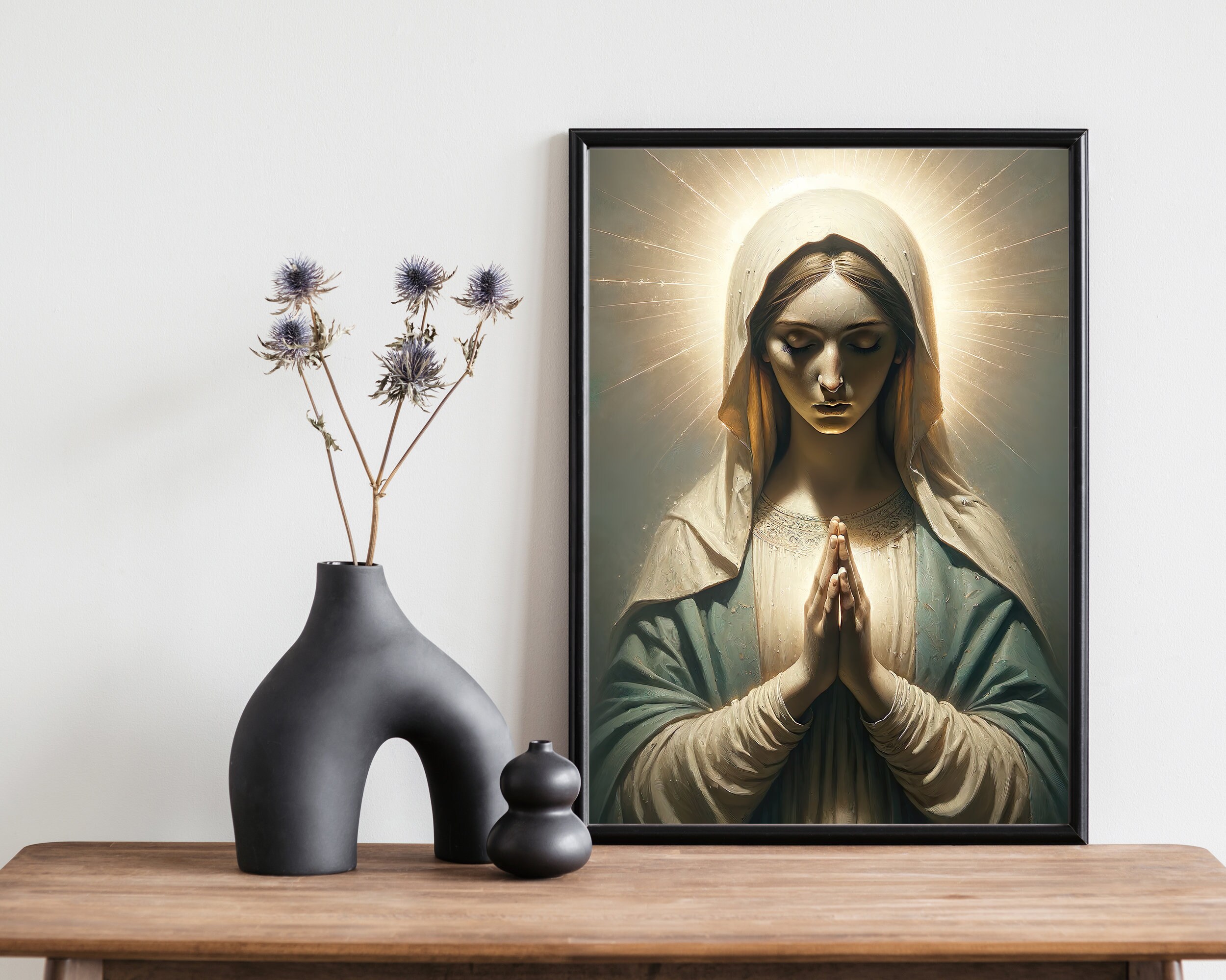 Blessed Virgin Mary Digital Download - Virgin Mary Oil Painting Print ...