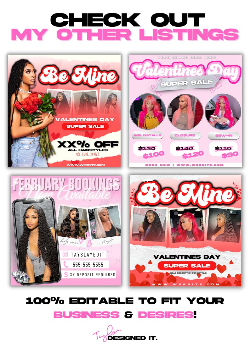 Hairstylist Valentines Day Flyer Vday Sale Book Now Etsy
