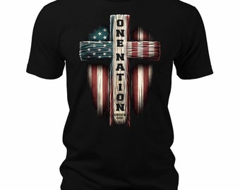 One Nation Under God Patriotic Crewneck Shirt, Patriotic Shirt, Gift for Dad, America, USA, Christian, Gift for Him, Men's Graphic Tees