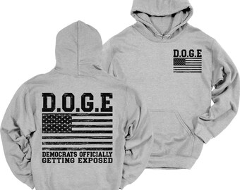 D.O.G.E. Exposed Hoodie Patriotic Heavy Blend Hooded Sweatshirt, Patriotic Hoodie, Gifts for Him, USA Hoodies, Gifts for Dad, America First