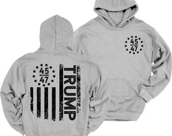 Trump 45 47 Hoodie Patriotic Heavy Blend Hooded Sweatshirt, Patriotic Hoodie, Gifts for Him, USA Hoodies, Gifts for Dad, Freedom Gifts