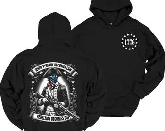 Tyranny Becomes Law 1776 Hoodie Patriotic Heavy Blend Hooded Sweatshirt, Patriotic Hoodie, Gifts for Him, USA Hoodies, Gifts for Dad