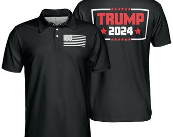 Polo Trump 2024 noir à manches courtes, polos noirs anti-humidité pour homme, polo pour homme, polo patriotique, polo des États-Unis, cadeau pour lui, polo Trump