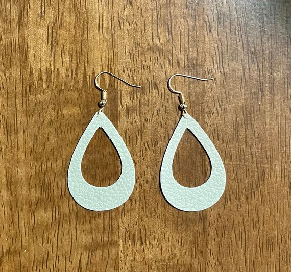 Faux Leather Earrings- Teardrop Hoop