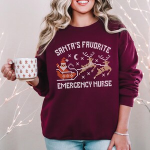 ER Nurse Christmas Sweatshirt, Emergency Nurse Christmas, Nursing Christmas Shirt, ER RN Shirt, Merry Nurse Xmas Shirt, Emergency Department