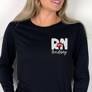 Personalized Registered Nurse Shirt, Custom RN Long Sleeve Tshirt, Personalized RN Shirt, Custom Registered Nurse Graduation Gift