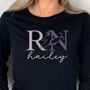 Personalized RN Shirt, Custom Registered Nurse T-Shirt, RN Long Sleeve, RN Graduation Gift Idea for New Nurse, Custom Name Nurse Shirt