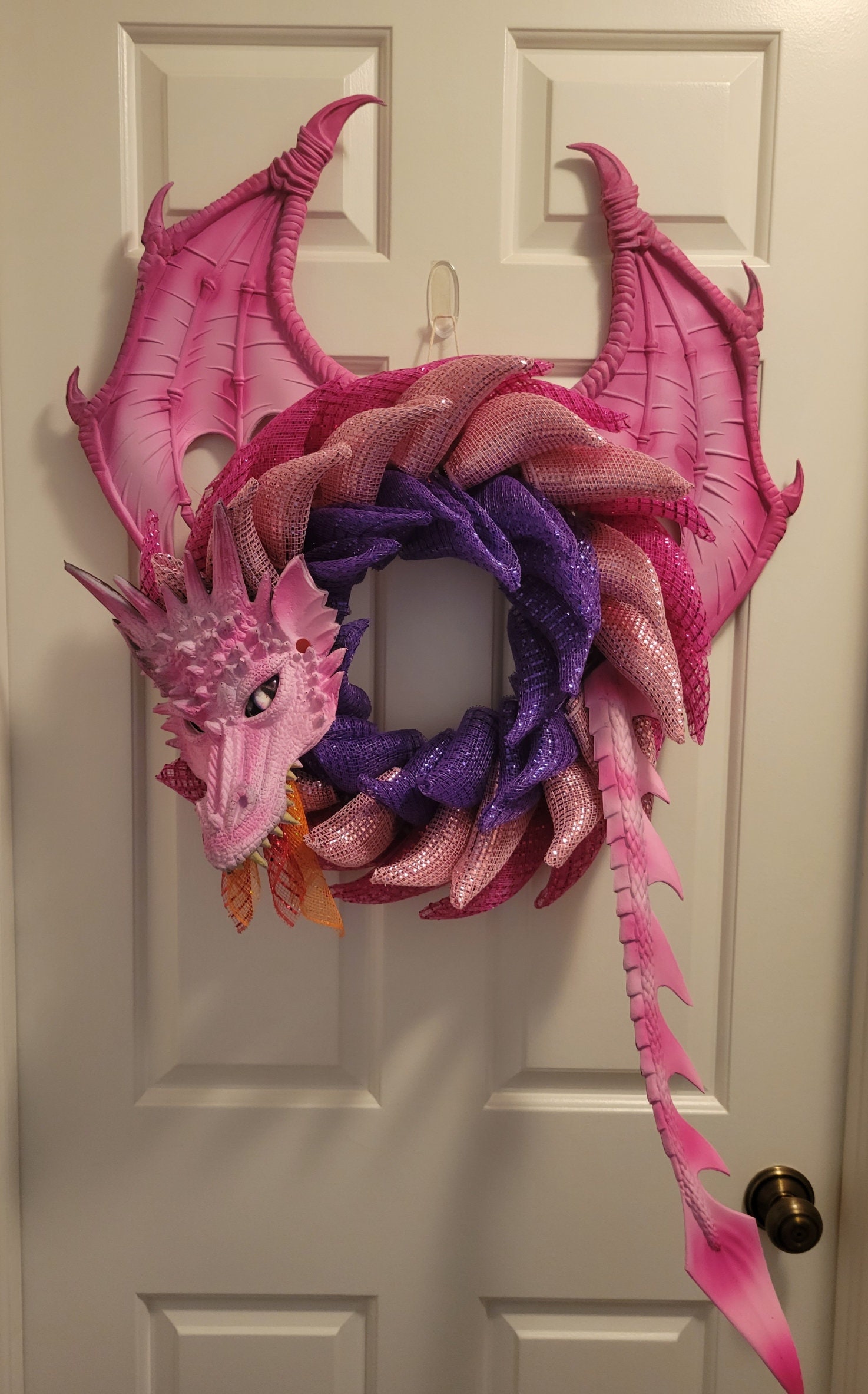 Orange Flame Fire Dragon Monster with Wings Custom Handmade Doll