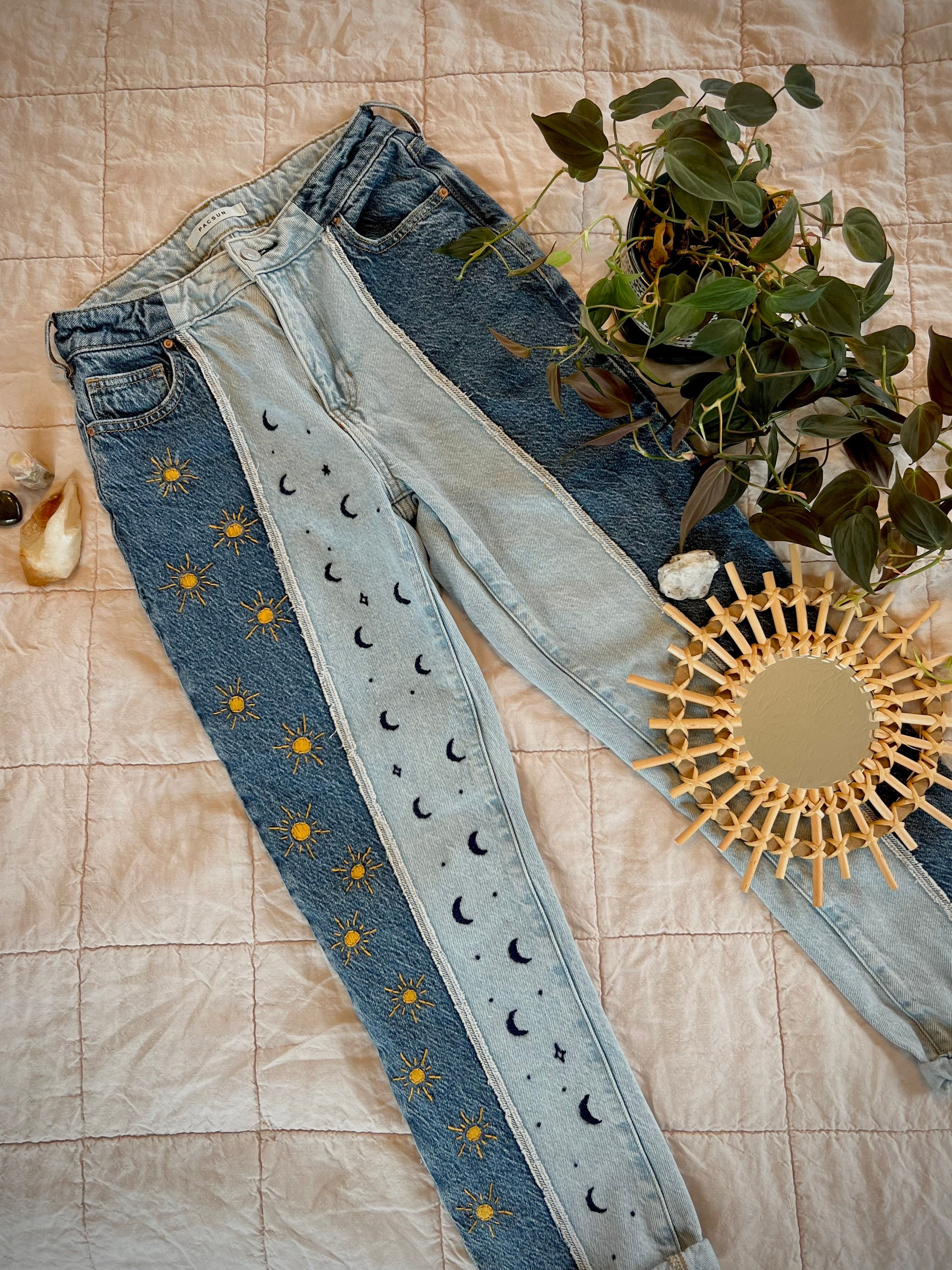 Vintage 70's Rare Flower Power Embroidered Bell Bottom Jeans