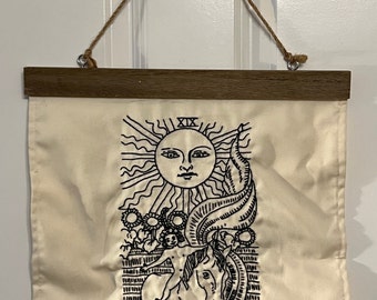 The Sun tarot card embroidery hanging