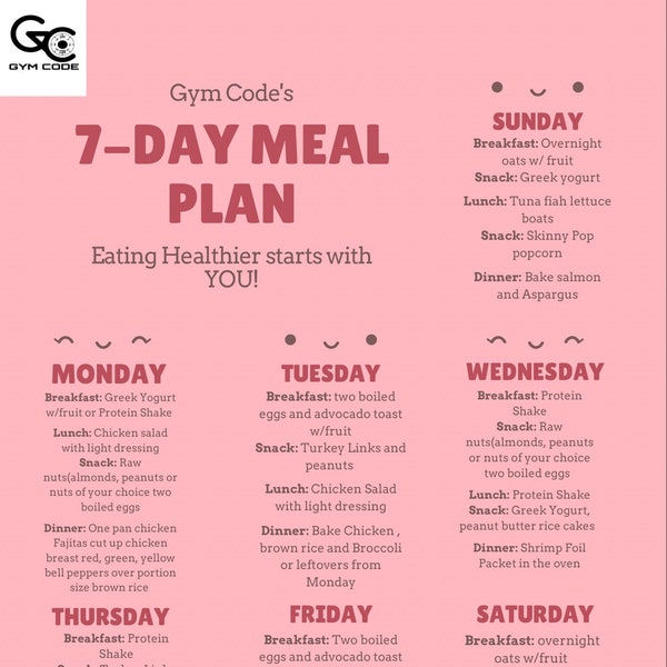 Weekly meal plan