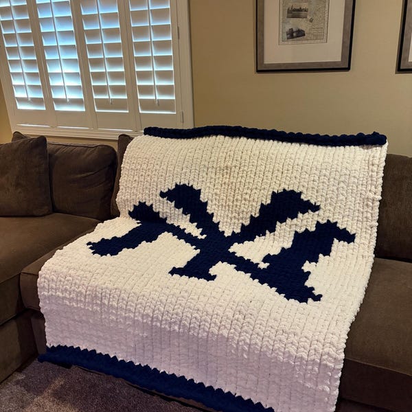 NY Yankees large with border chunky blanket