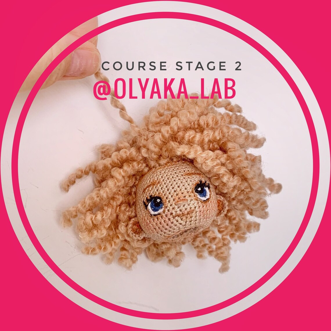 Course 2. for Baby Doll Eye Embroidery, Face Design and Hairstyles in Two Versions. PDF CROCHET