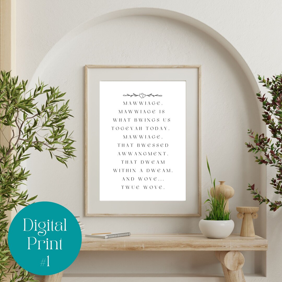 Princess Bride Digital Print, Mawwiage Twue Wove, Marriage True Love ...