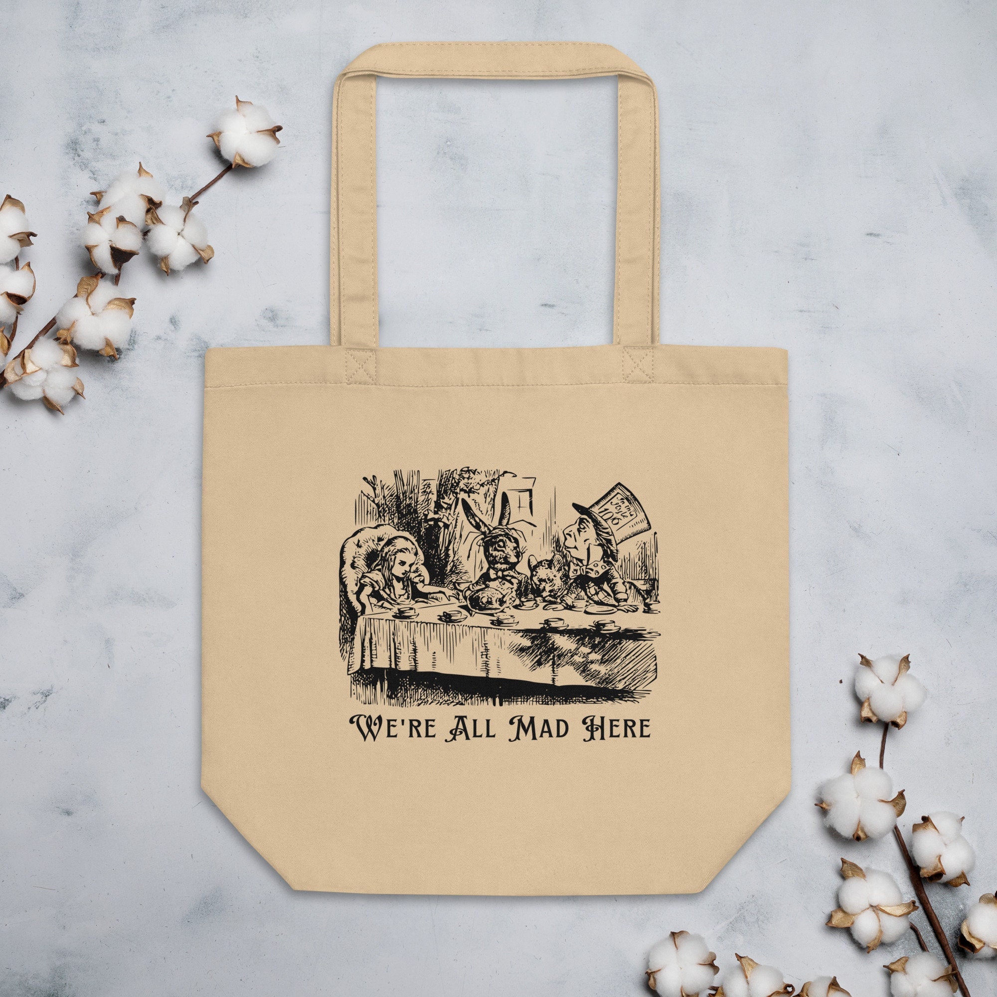 We're All Mad Here Large Eco Tote Bag | Alice in Wonderland - jordandene