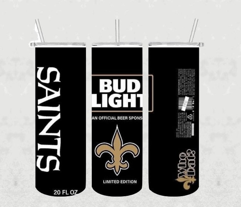 Black New Orleans Saints Bud Light Skinny Tumbler