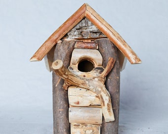 Rustic, handmade, artisan birdhouse