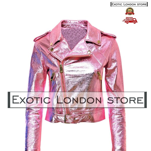 Pink Leather Jacket Etsy