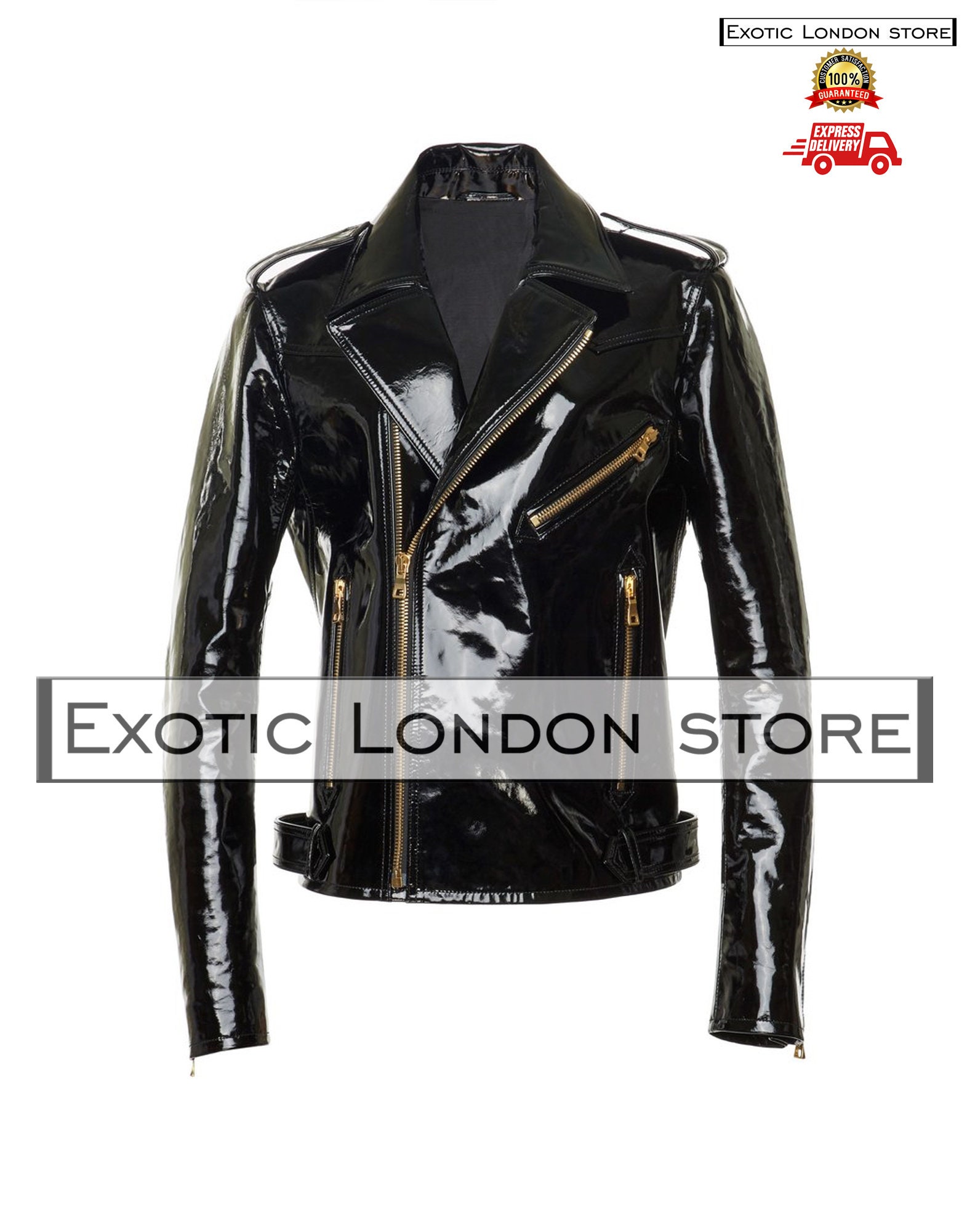 shiny leather jacket mens
