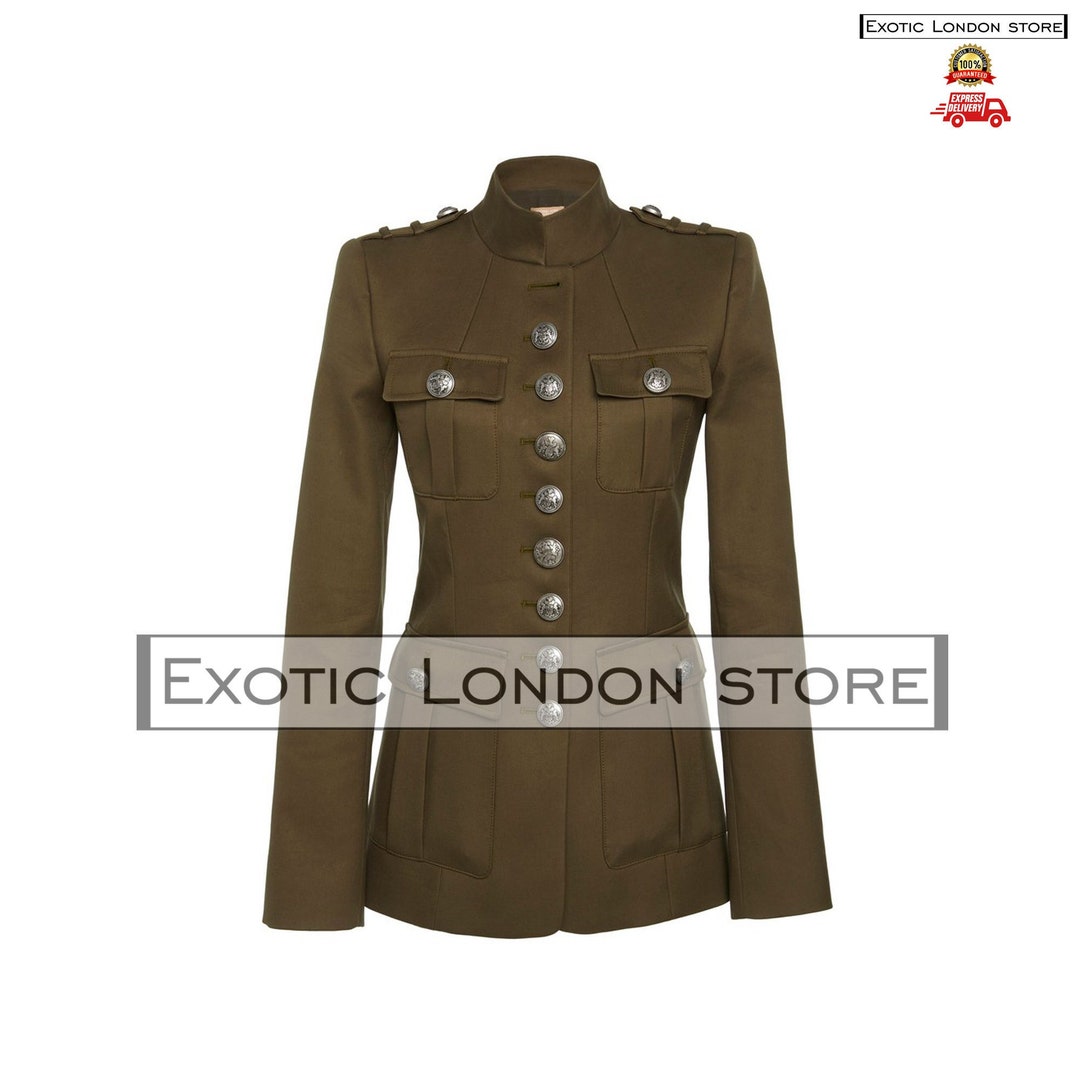 Women Green Military Jacket Women Cotton Army Style Jacket Etsy UK