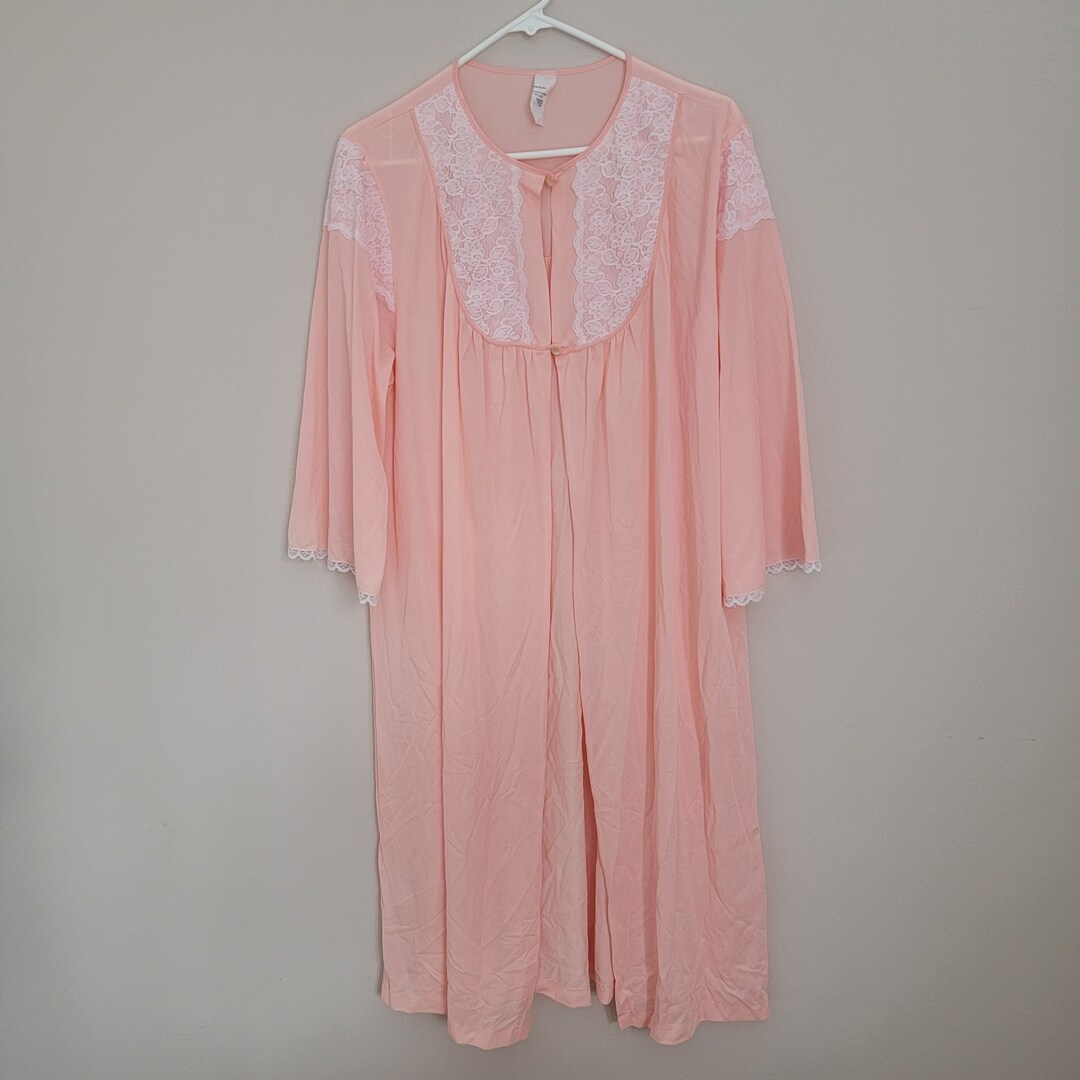 Vintage Pink and Lace Housecoat Duster Sleepwear 1x Etsy