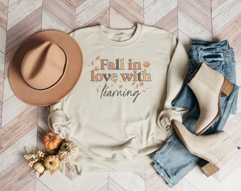 Fall In Love With Learning Sweatshirt | Fall Teacher Shirt | Cute Fall Sweatshirt | Teacher Life | Fall Vibes | Fall Crewneck | Fall Apparel