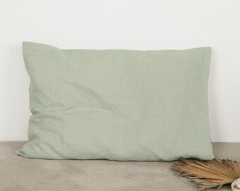 Linen pillowcase in Sage Green / Standard, Full, Queen, King, Euro, Custom size / Stonewashed european linen