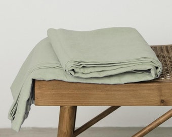 Linen flat sheet Queen size linen bed sheet in Sage Green, natural linen bed sheet queen flat sheets queen top sheet