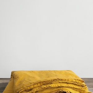 Linen flat sheet Queen size linen bed sheet in Mustard, natural linen bed sheet queen flat sheets queen top sheet image 2