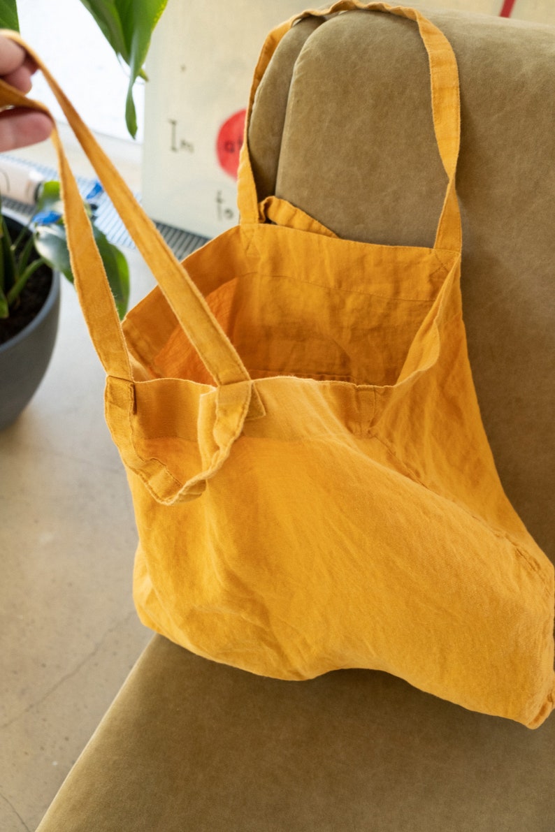 Linen tote bag,Zero waste bag,large market bag,linen beach bag,Reversible linen shopping bag in various colors,Daily Shopping,Birthday Gift image 6