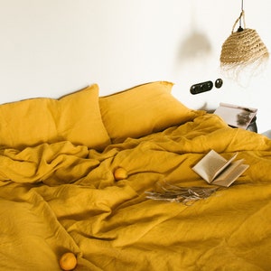 Linen flat sheet Queen size linen bed sheet in Mustard, natural linen bed sheet queen flat sheets queen top sheet image 4