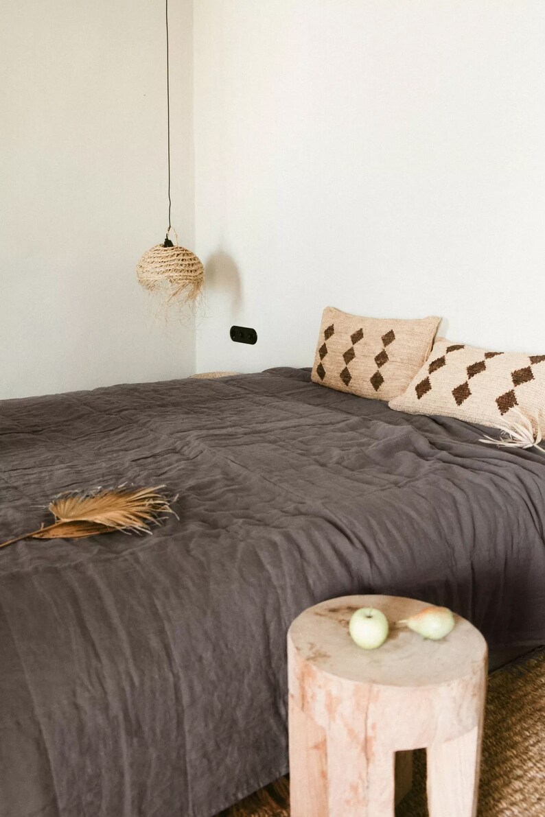 Linen Quilted Bedspread, Various Colors/linen Blanket/stonewashed Linen