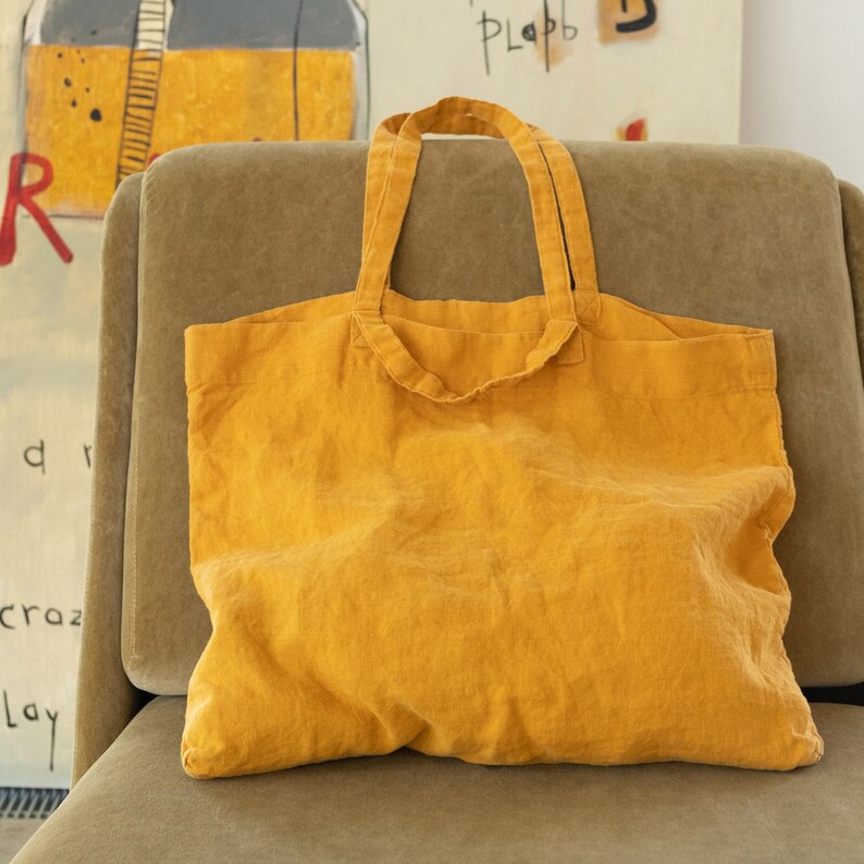 Linen tote bag,Zero waste bag,large market bag,linen beach bag,Reversible linen shopping bag in various colors,Daily Shopping,Birthday Gift image 7