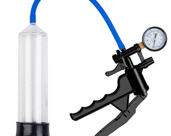 Penis Pump System with Gauge Pistol Handle, Air Tight Interchangeable Cylinder